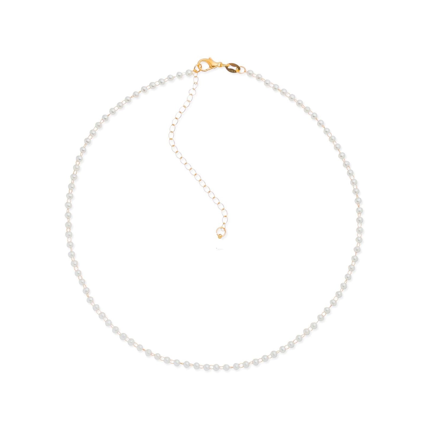 Colar Dourado Chocker de Pérolas Colares Hub Joias 