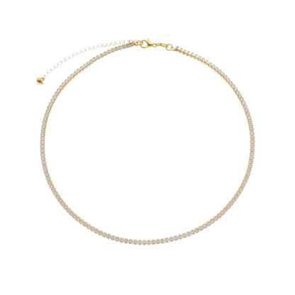 Colar Dourado Chocker Riviera Pedras Brancas Colares Hub Joias 