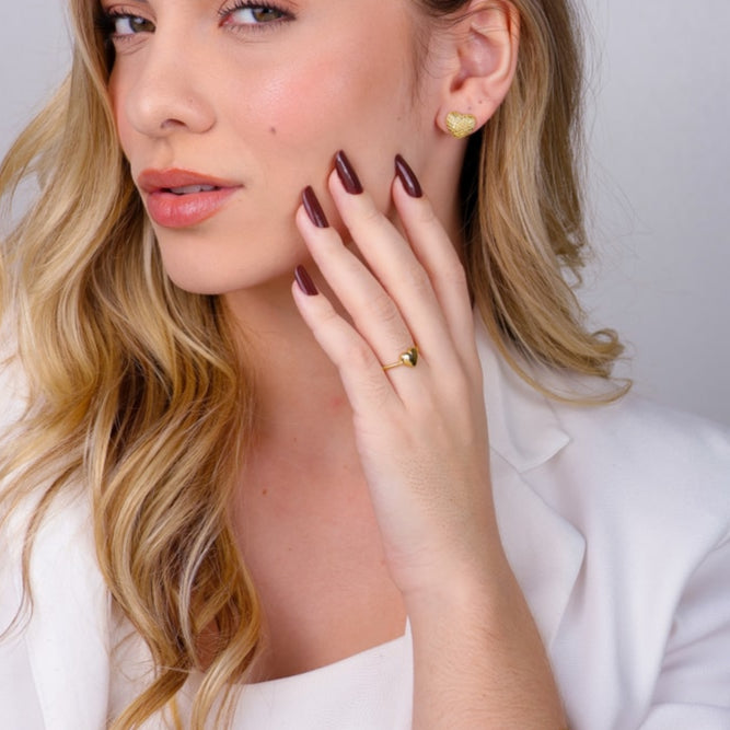 Anel Lia Dourado de Falange Coração - Fonttani