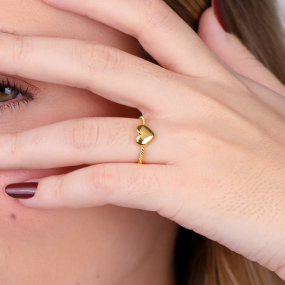 Anel Lia Dourado de Falange Coração - Fonttani