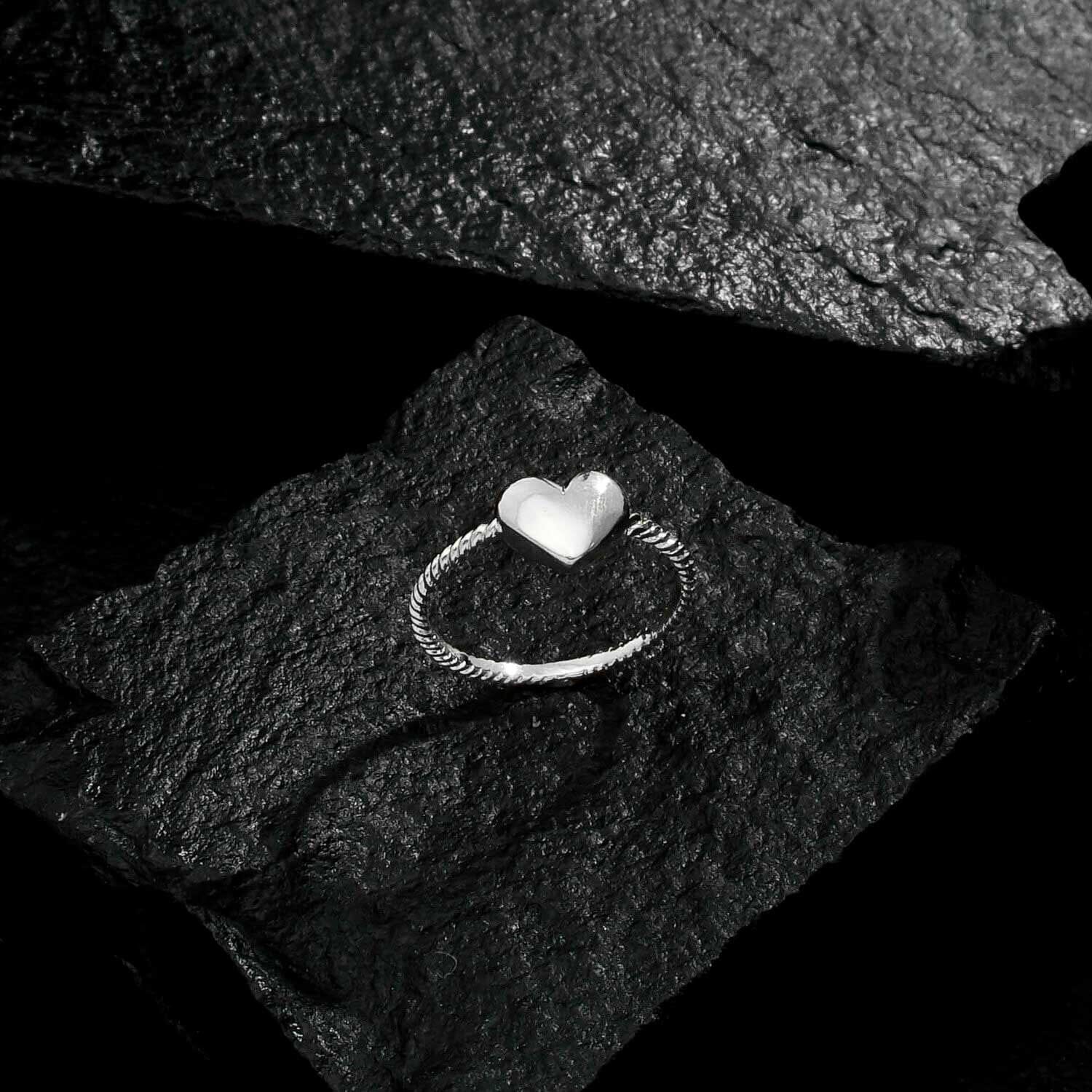 Anel Lia Prateado de Falange Coração - Fonttani