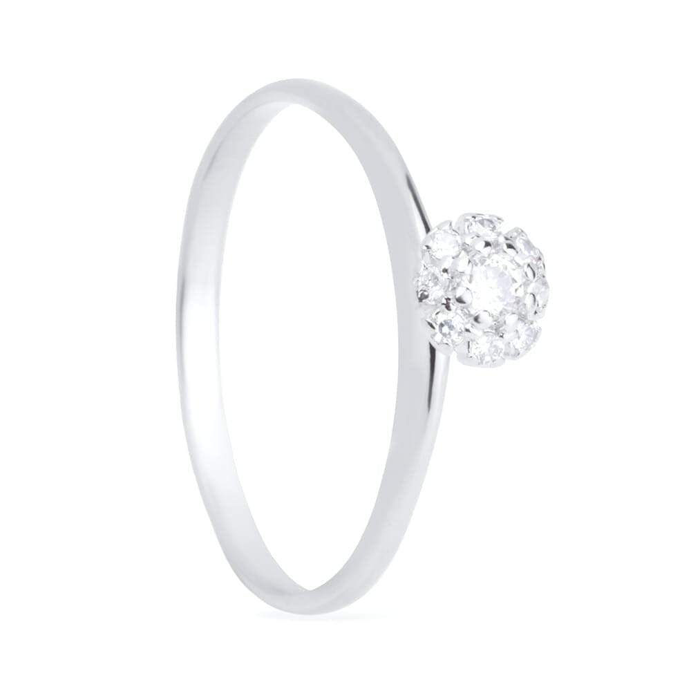 Anel Marina Prateado com 9 Pedras de Zircônia - Fonttani