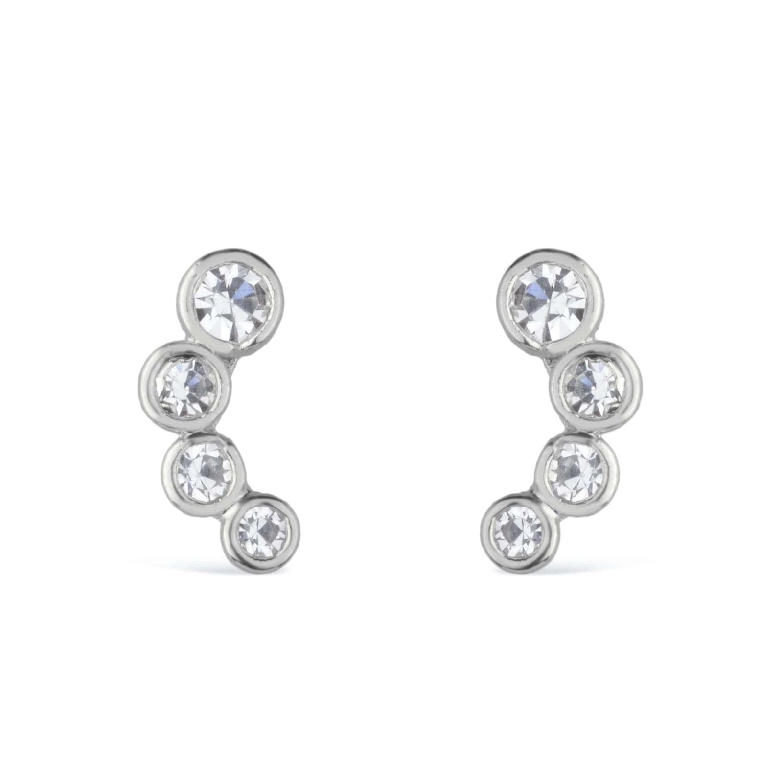 Brinco Aurora Prateado com 4 Pontos de Luz em Zircônia - Fonttani