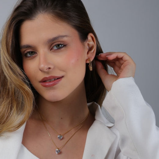 Brinco Celina Dourado de Argola Formato Corrente Médio - Fonttani