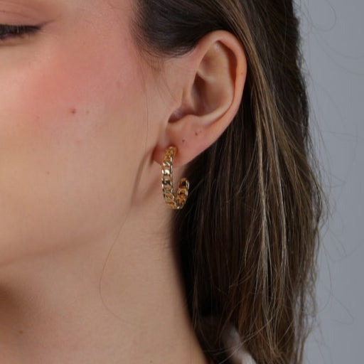 Brinco Celina Dourado de Argola Formato Corrente Médio - Fonttani