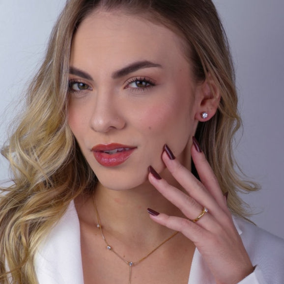 Brinco Joana Dourado Ponto de Luz em Zircônia - Fonttani