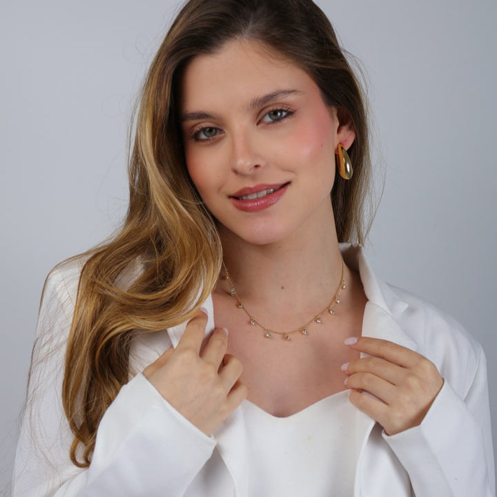 Brinco Lara Dourado Concha Orgânico - Fonttani