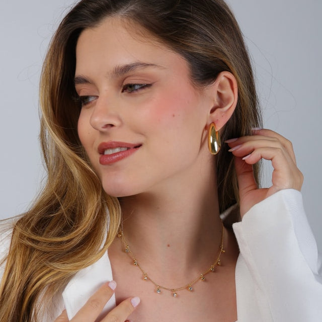 Brinco Lara Dourado Concha Orgânico - Fonttani