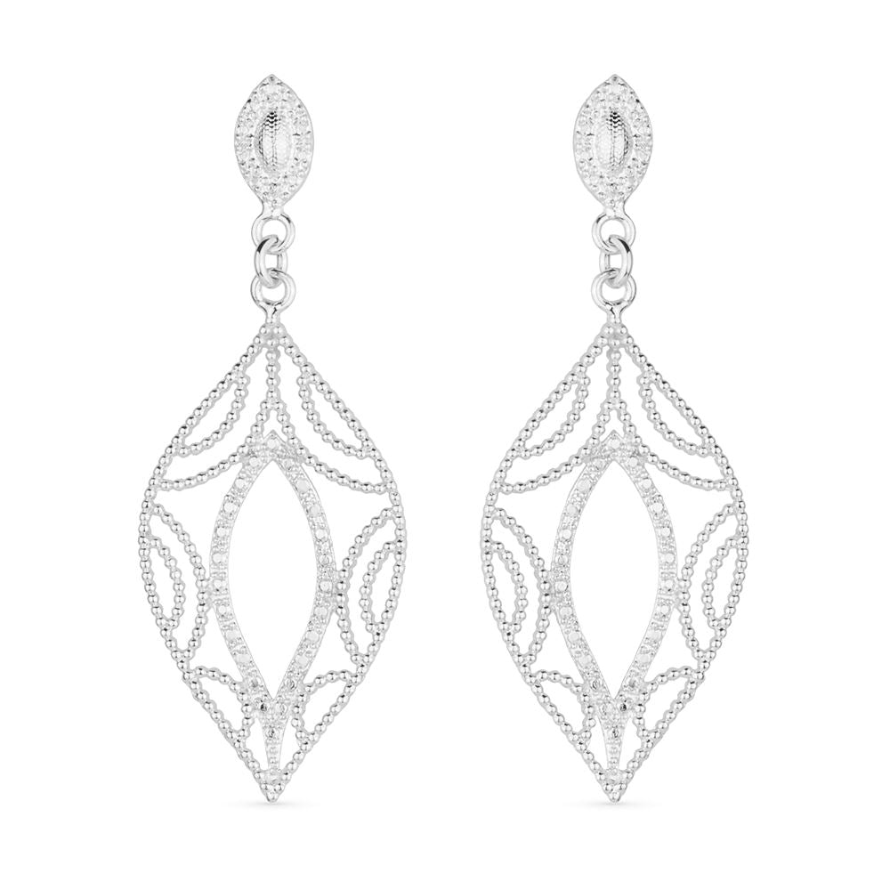 Brinco Lavínia Prateado Folha de Gala - Fonttani