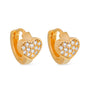 Brinco Patrícia Dourado de Argolinha Pequeno Coração Cravejado de Pedras - Fonttani