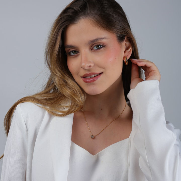 Brinco Rebeca Dourado de Argola Média Lisa - Fonttani