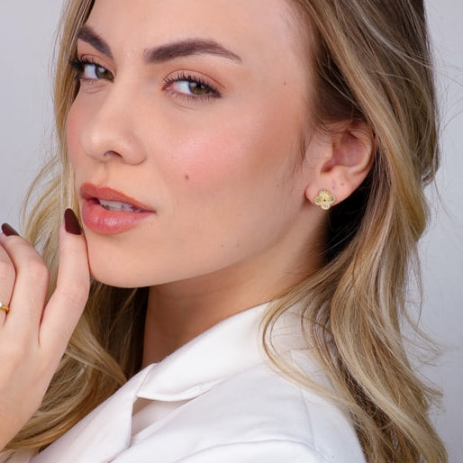 Brinco Sellena Dourado de Flor - Fonttani