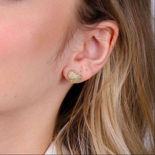 Brinco Tati Dourado de Coração Irregular - Fonttani