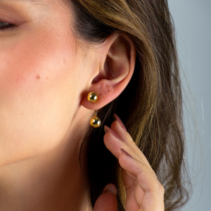 Brinco Vivian Dourado de Bola Duplo - Fonttani