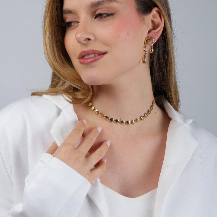 Chocker Isolda Dourada Esferas com Extensor - Fonttani