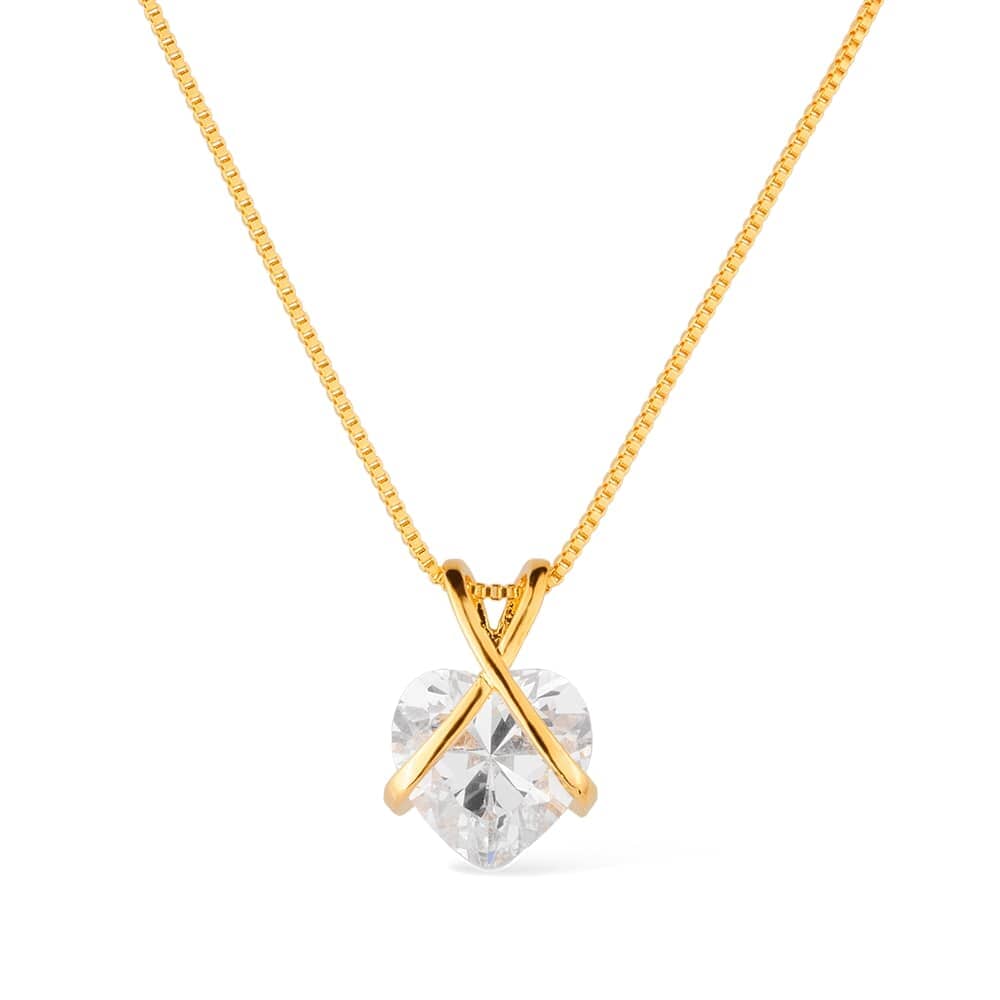 Colar Beauty Dourado de Zircônia em Formato de Coração - Fonttani