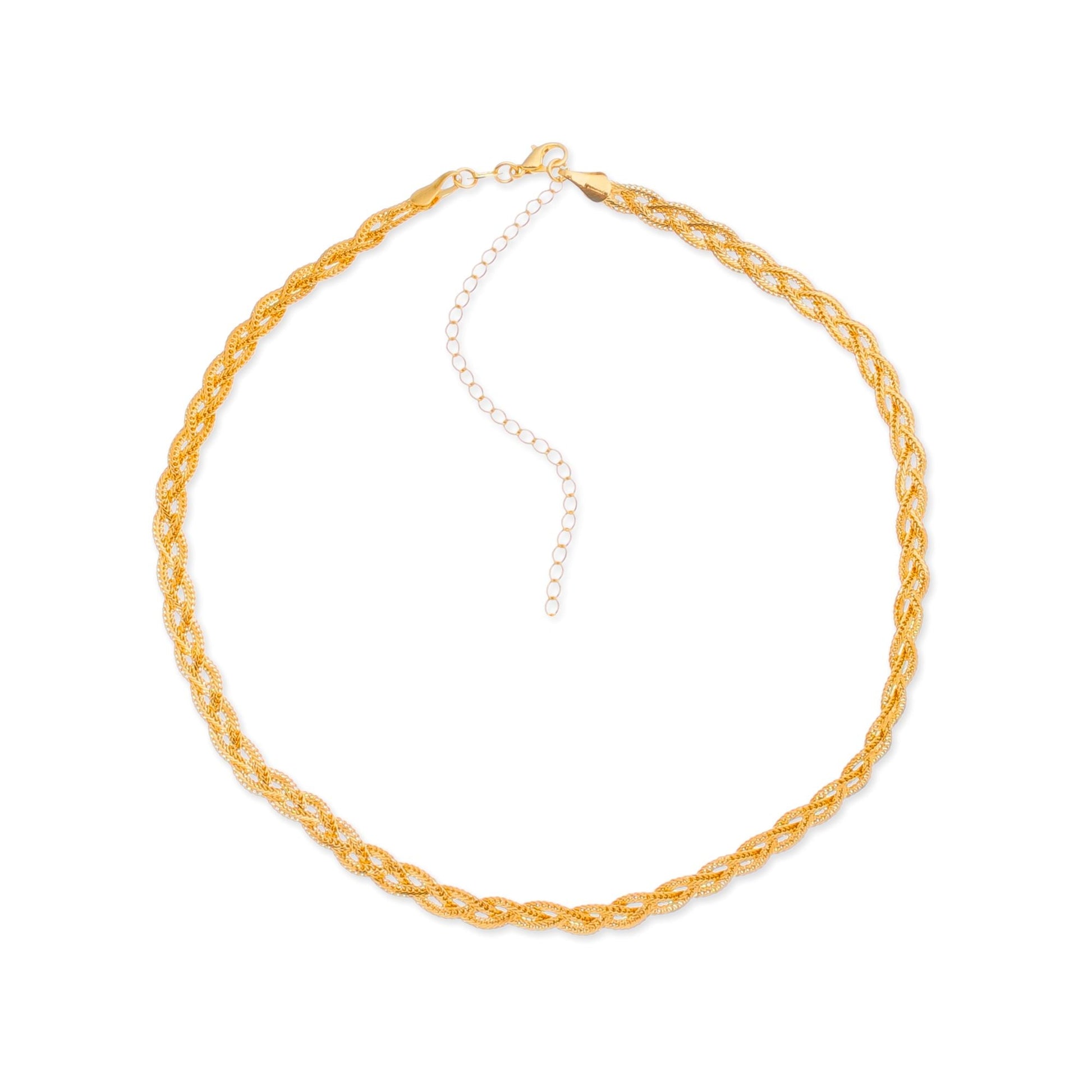 Colar Blanche Dourado Chocker Trançada - Fonttani