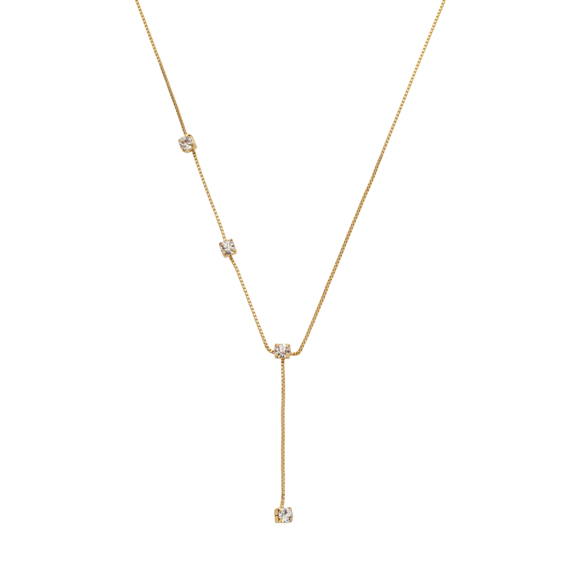 Colar Campellier Dourado Gravatinha com Pontos de Luz - Fonttani