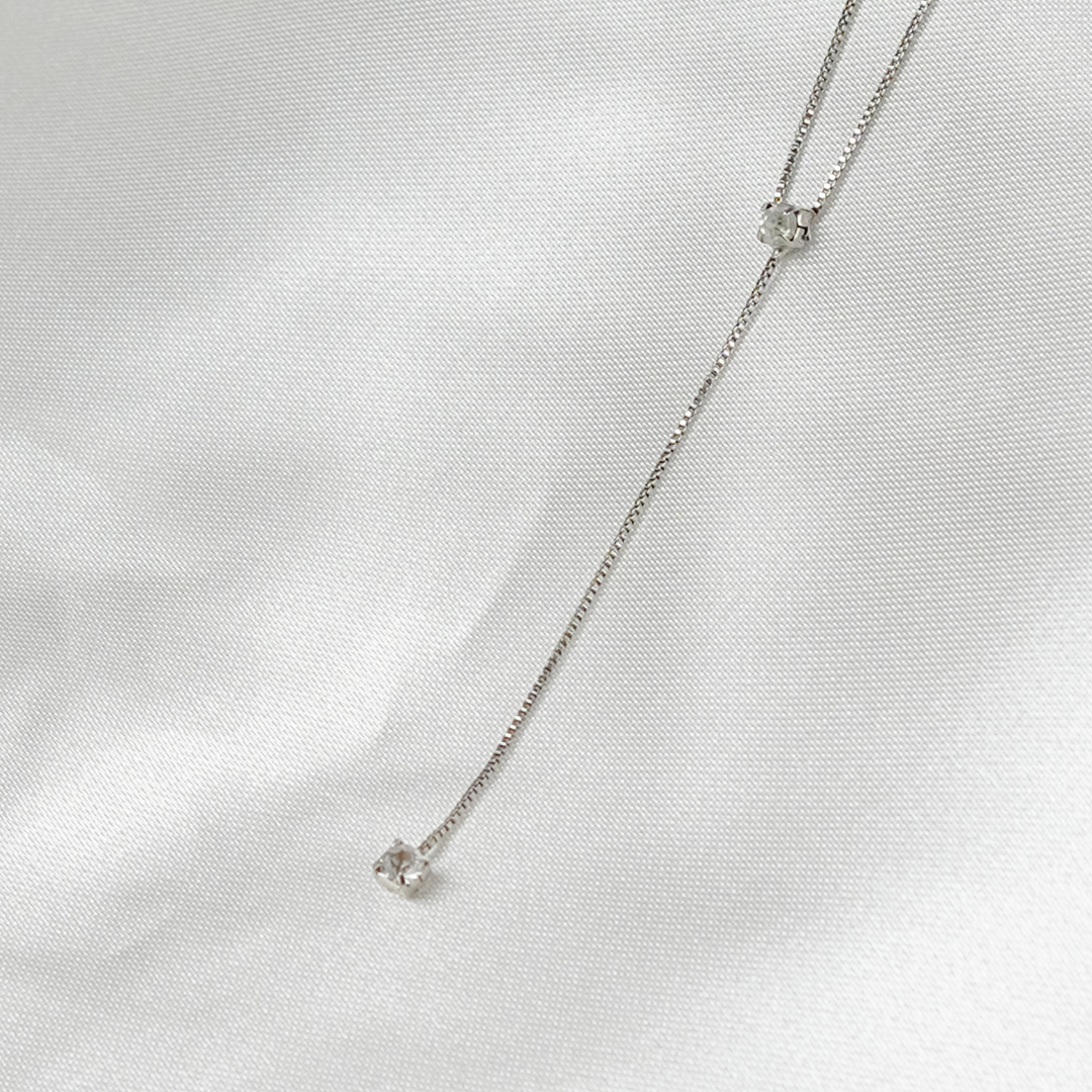 Colar Campellier Prateado Gravatinha com Pontos de Luz - Fonttani