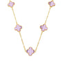 Colar Emeline Dourado 5 Trevos Rosa - Fonttani