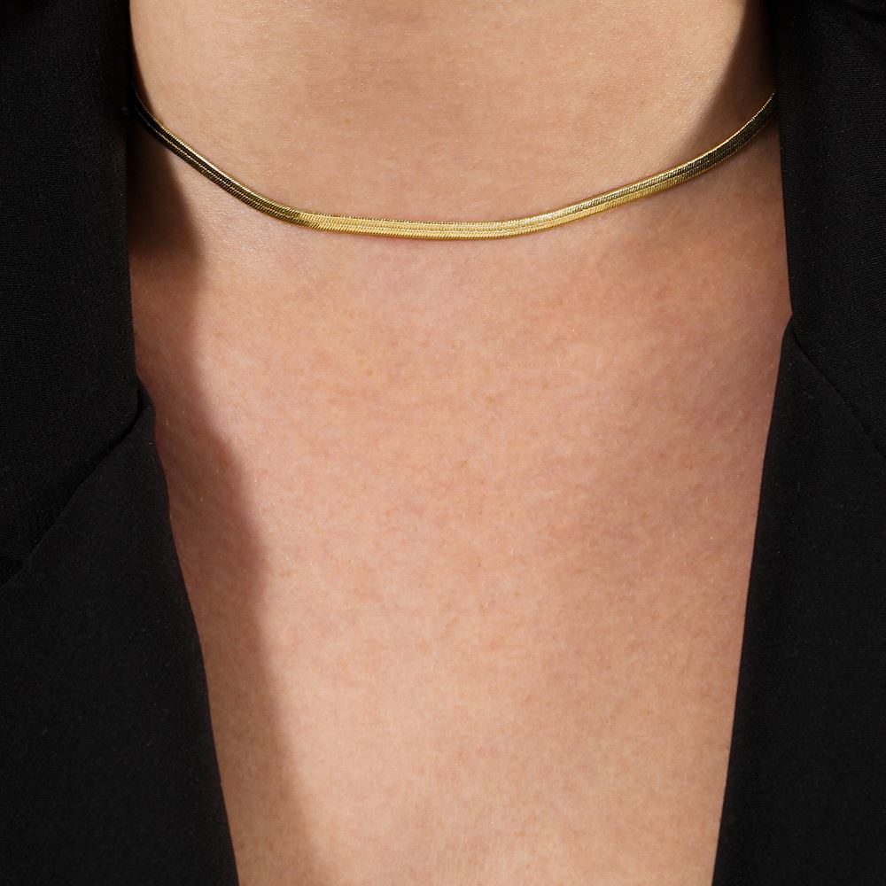 Colar Pollyana Dourado Chocker de Fita - Fonttani