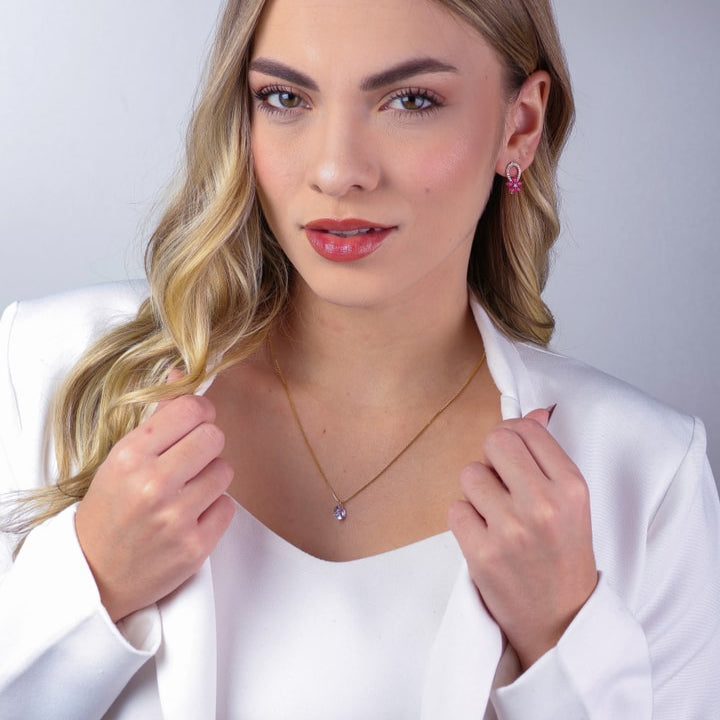 Colar Sevillha Dourado Ponto de Luz em Zircônia - Fonttani