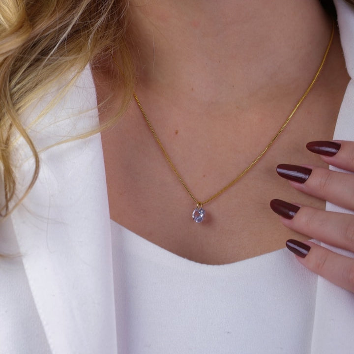 Colar Sevillha Dourado Ponto de Luz em Zircônia - Fonttani