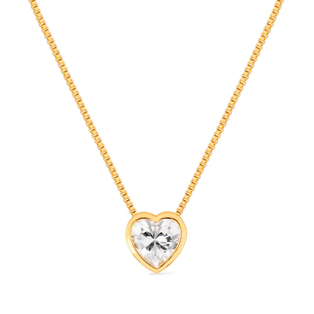 Colar Vivienne Dourado de Pedra Natural em formato de Coração - Fonttani