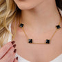 Conjunto Emeline Com Zircônia Preta - Colar e Brincos - Fonttani