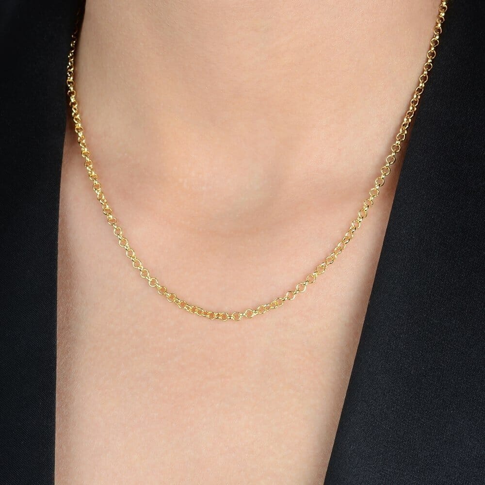 Corrente Coralina Dourada Elo Português - Fonttani