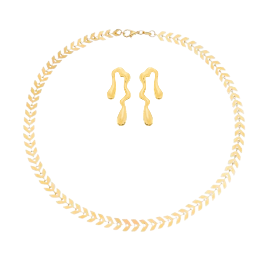 Kit Amélia Duo - Brincos e Chocker - Fonttani