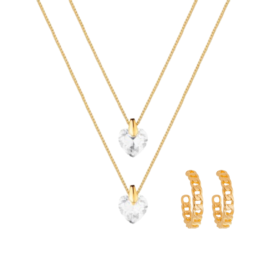 Kit Celina Duo - Brincos e Colar - Fonttani