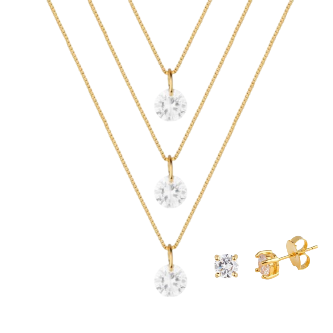 Kit Miami Duo - Brincos e Colar - Fonttani