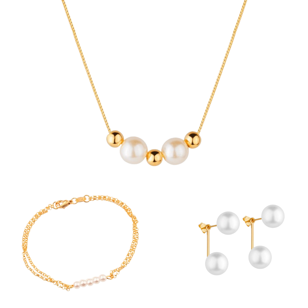 Kit Miriam Trio - Brincos, Colar e Pulseira - Fonttani