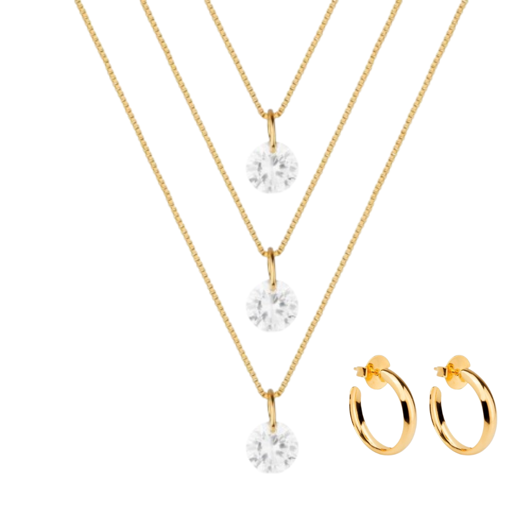 Kit Rebeca Duo - Brincos e Colar - Fonttani