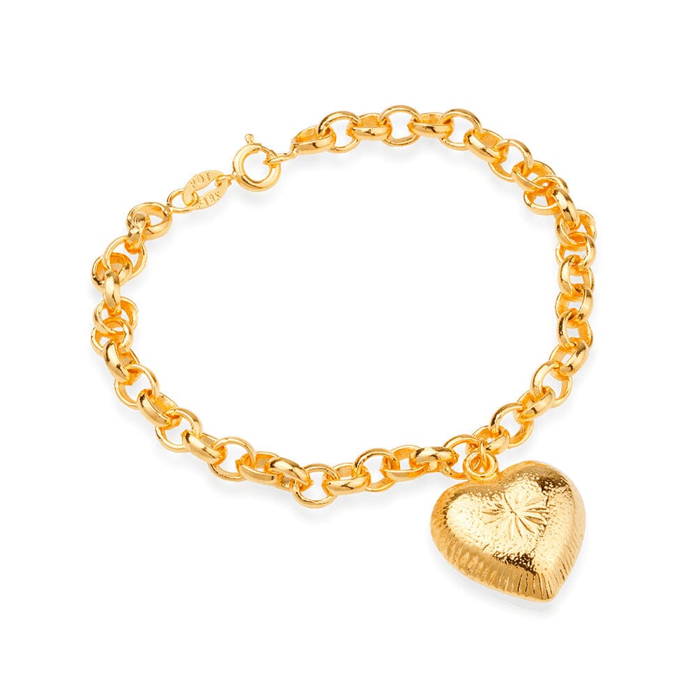 Pulseira Capri Dourada Elo Português com Coração - Fonttani