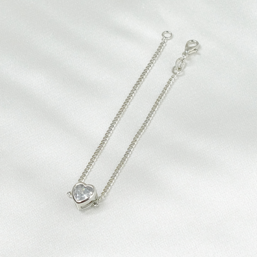 Pulseira Carly Prateada com Pedra de Coração em Zircônia - Fonttani