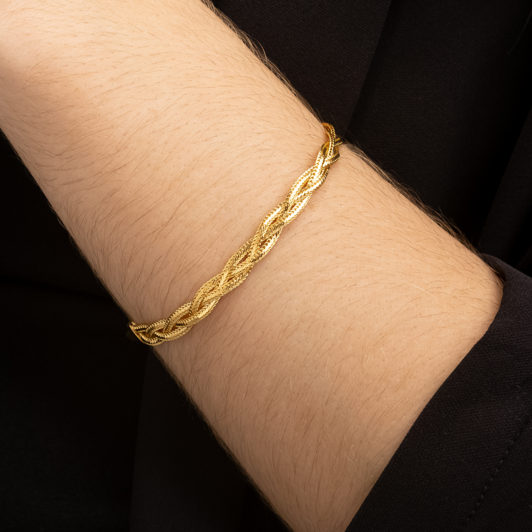 Pulseira Elza Dourada Trançada - Fonttani
