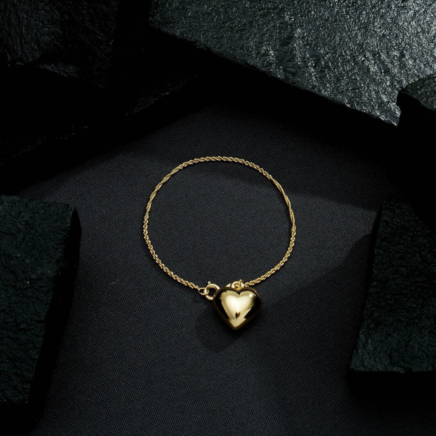 Pulseira Moana Dourada de Cordão Baiano com Coração - Fonttani