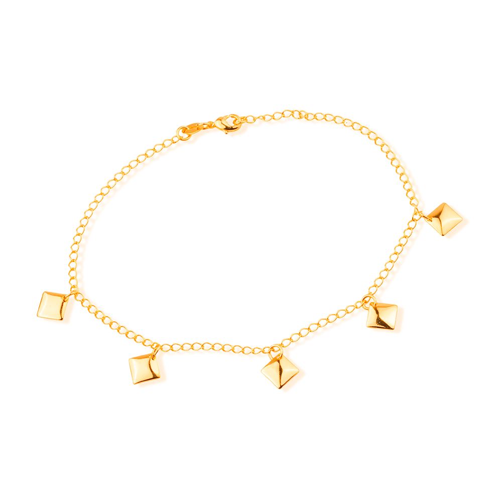 Tornozeleira Tropicallis Dourada de Chapas Quadradas - Fonttani