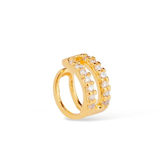 Piercing Dourado de Pressão com 14 Pedras de Zircônia Brincos Hub Joias 