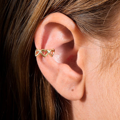 Piercing Dourado de Pressão de Corações Brincos Hub Joias 