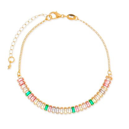 Pulseira Dourada de Pedras Coloridas Pulseiras Hub Joias 