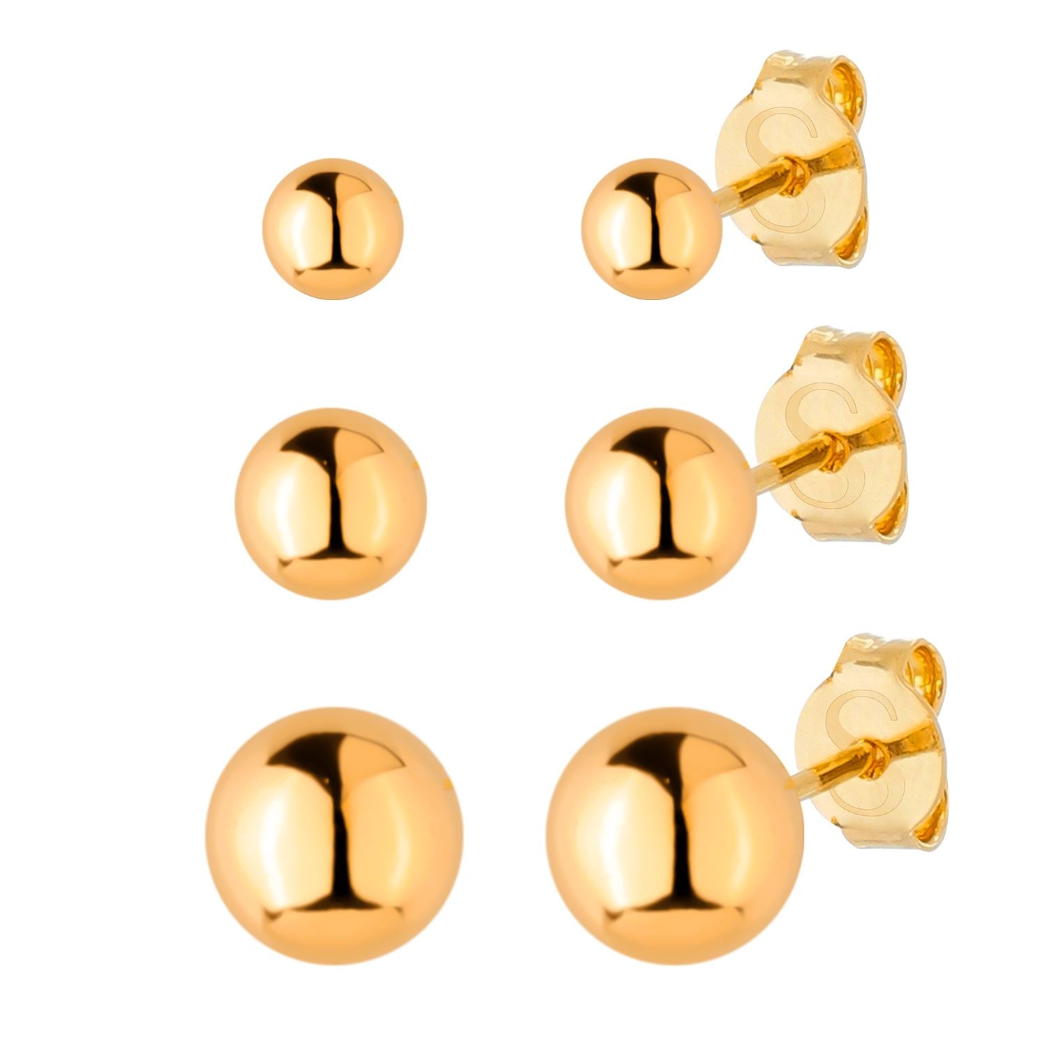 Trio Dourado de Bolinhas Brincos Hub Joias 
